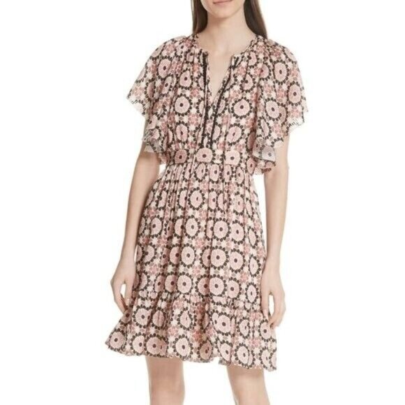kate spade Dresses & Skirts - Kate Spade Dress Silk By The Pool Floral Print Mosaic Flutter NWT